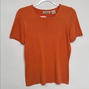 Barry‎ Bricken, Orange Vintage Short Sleeve 100% Silk Top, Size XS